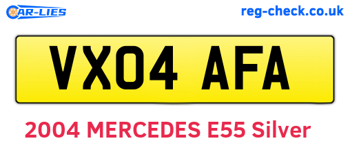 VX04AFA are the vehicle registration plates.