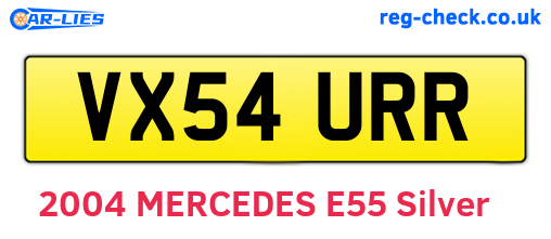 VX54URR are the vehicle registration plates.