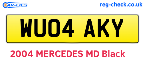 WU04AKY are the vehicle registration plates.