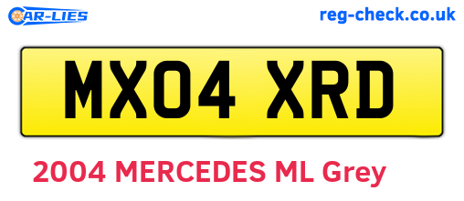 MX04XRD are the vehicle registration plates.