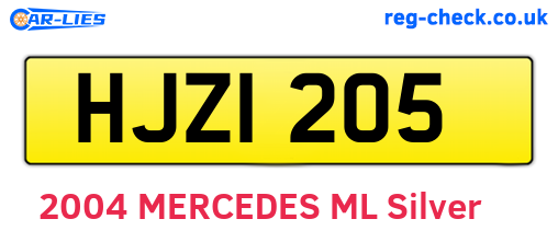HJZ1205 are the vehicle registration plates.