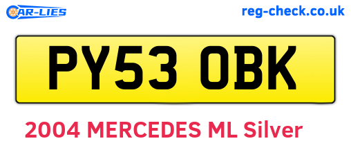 PY53OBK are the vehicle registration plates.