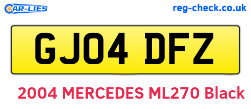 GJ04DFZ are the vehicle registration plates.