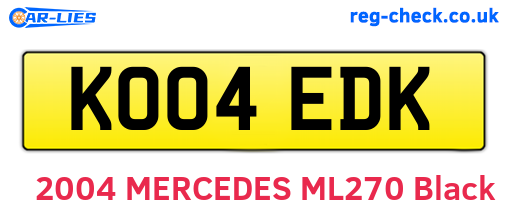 KO04EDK are the vehicle registration plates.