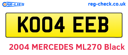 KO04EEB are the vehicle registration plates.