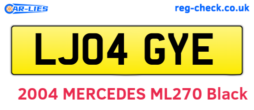 LJ04GYE are the vehicle registration plates.