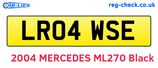 LR04WSE are the vehicle registration plates.