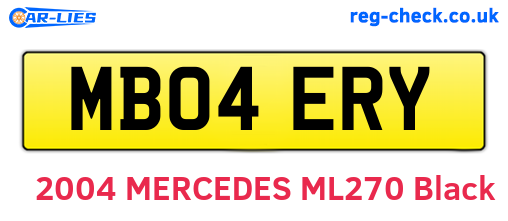 MB04ERY are the vehicle registration plates.