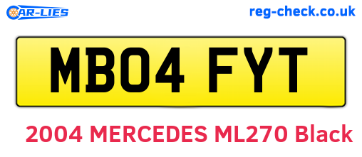 MB04FYT are the vehicle registration plates.