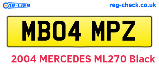 MB04MPZ are the vehicle registration plates.