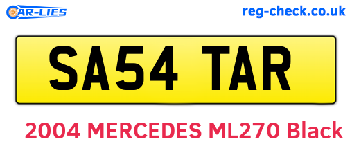 SA54TAR are the vehicle registration plates.
