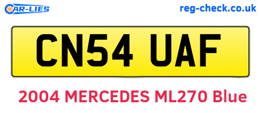 CN54UAF are the vehicle registration plates.