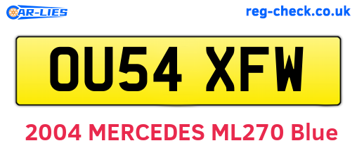 OU54XFW are the vehicle registration plates.