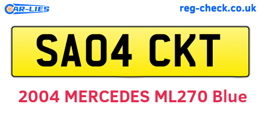 SA04CKT are the vehicle registration plates.