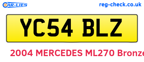 YC54BLZ are the vehicle registration plates.