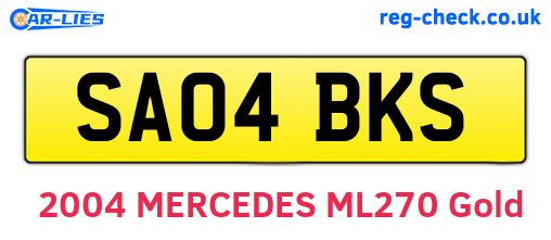 SA04BKS are the vehicle registration plates.