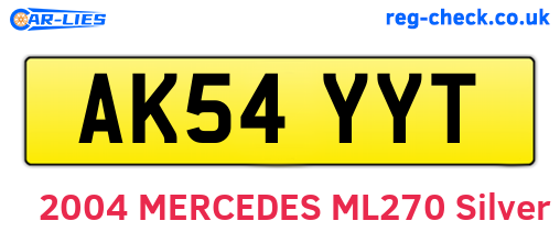 AK54YYT are the vehicle registration plates.