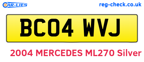 BC04WVJ are the vehicle registration plates.