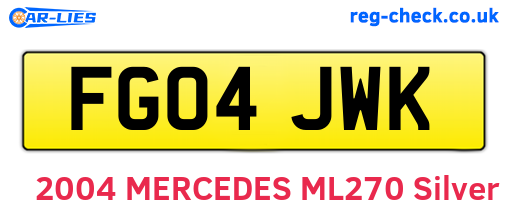 FG04JWK are the vehicle registration plates.