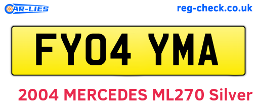 FY04YMA are the vehicle registration plates.