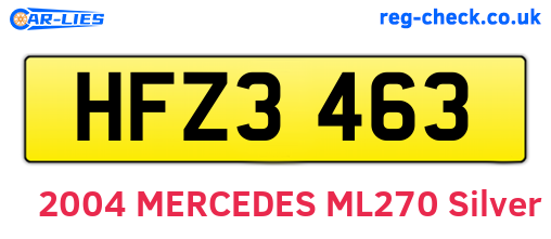 HFZ3463 are the vehicle registration plates.
