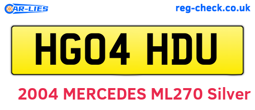 HG04HDU are the vehicle registration plates.