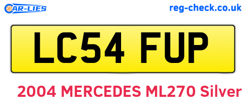 LC54FUP are the vehicle registration plates.