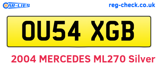 OU54XGB are the vehicle registration plates.