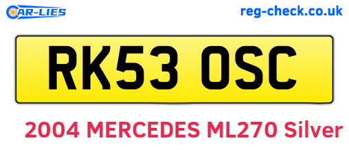 RK53OSC are the vehicle registration plates.