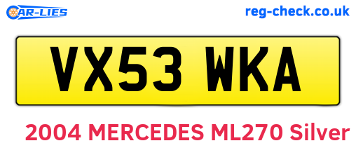 VX53WKA are the vehicle registration plates.