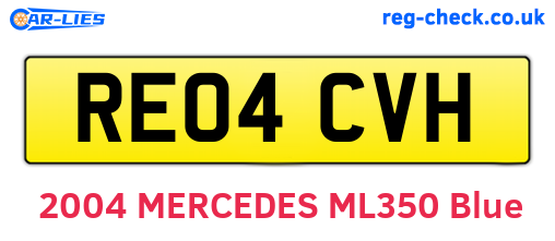RE04CVH are the vehicle registration plates.