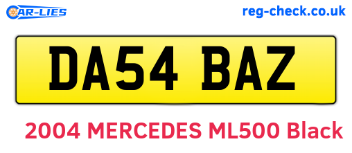 DA54BAZ are the vehicle registration plates.