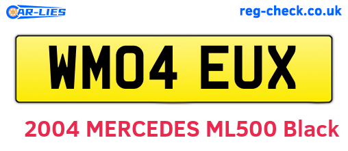 WM04EUX are the vehicle registration plates.