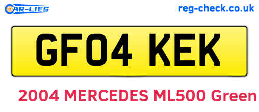 GF04KEK are the vehicle registration plates.