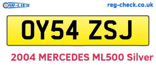 OY54ZSJ are the vehicle registration plates.