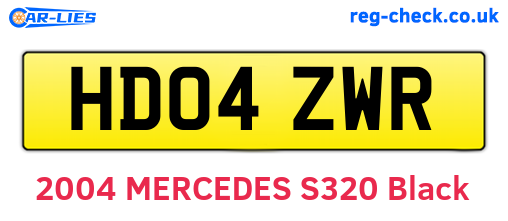 HD04ZWR are the vehicle registration plates.