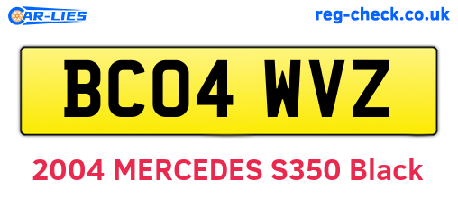 BC04WVZ are the vehicle registration plates.