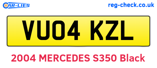 VU04KZL are the vehicle registration plates.