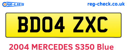 BD04ZXC are the vehicle registration plates.