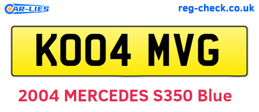 KO04MVG are the vehicle registration plates.