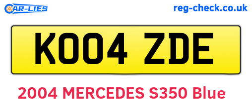 KO04ZDE are the vehicle registration plates.