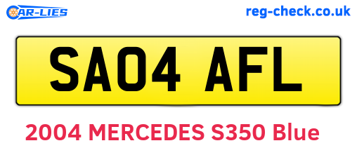 SA04AFL are the vehicle registration plates.