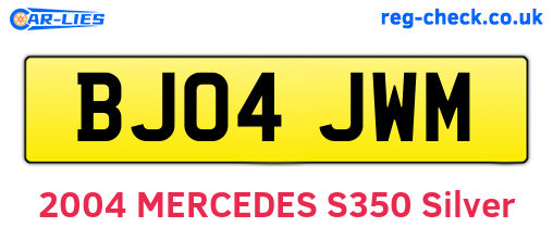 BJ04JWM are the vehicle registration plates.