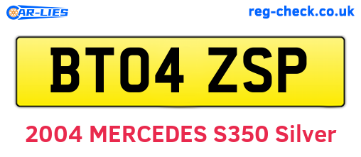 BT04ZSP are the vehicle registration plates.