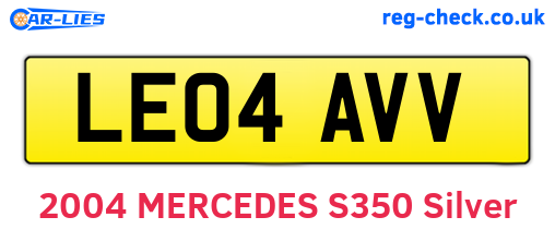 LE04AVV are the vehicle registration plates.