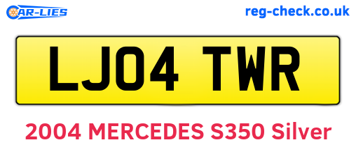 LJ04TWR are the vehicle registration plates.