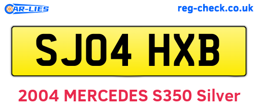 SJ04HXB are the vehicle registration plates.