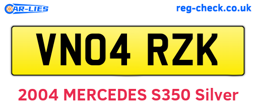 VN04RZK are the vehicle registration plates.