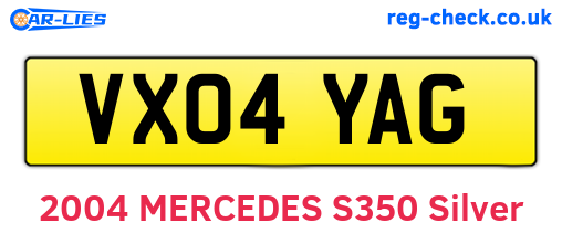 VX04YAG are the vehicle registration plates.