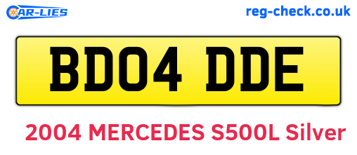 BD04DDE are the vehicle registration plates.